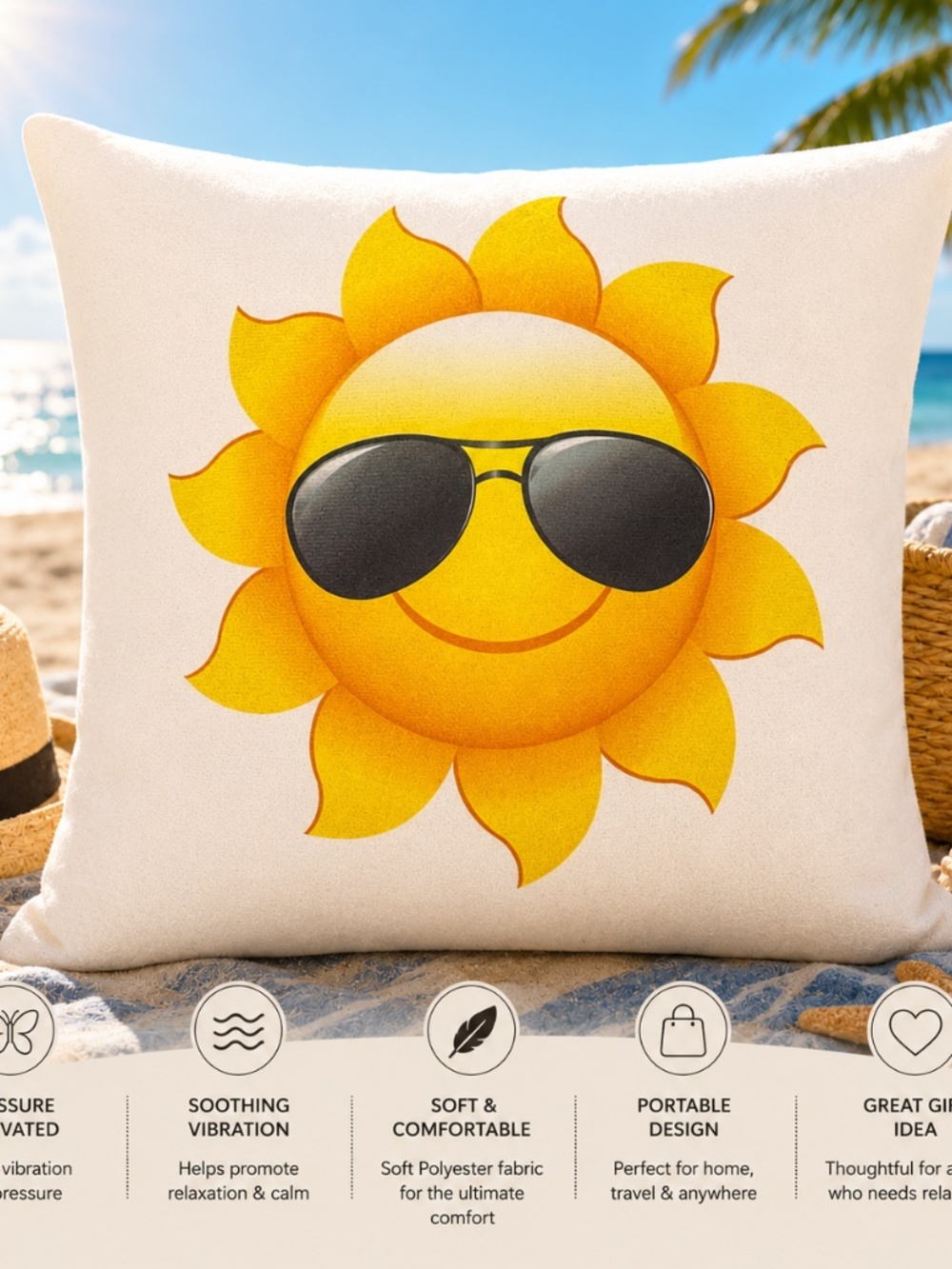 Sun w/glasses Pressure Activated Massage Pillow